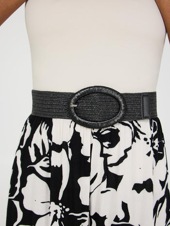 Straw Buckle Belt Black