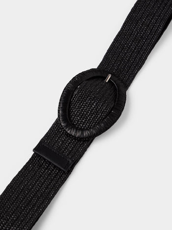 Straw Buckle Belt Black