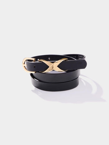 2-Pack Of Crossed Buckle Belts Multi