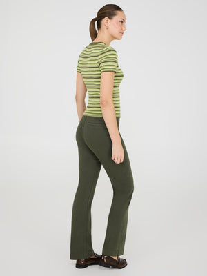 Striped Short Sleeve Sweater Dk Green