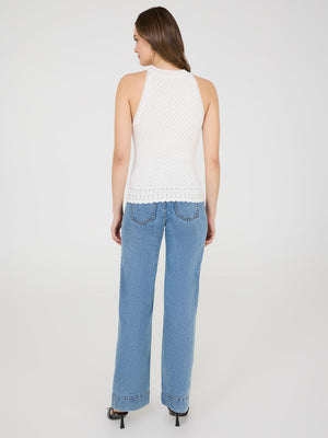 Pointelle Knit Tank Top Pearl