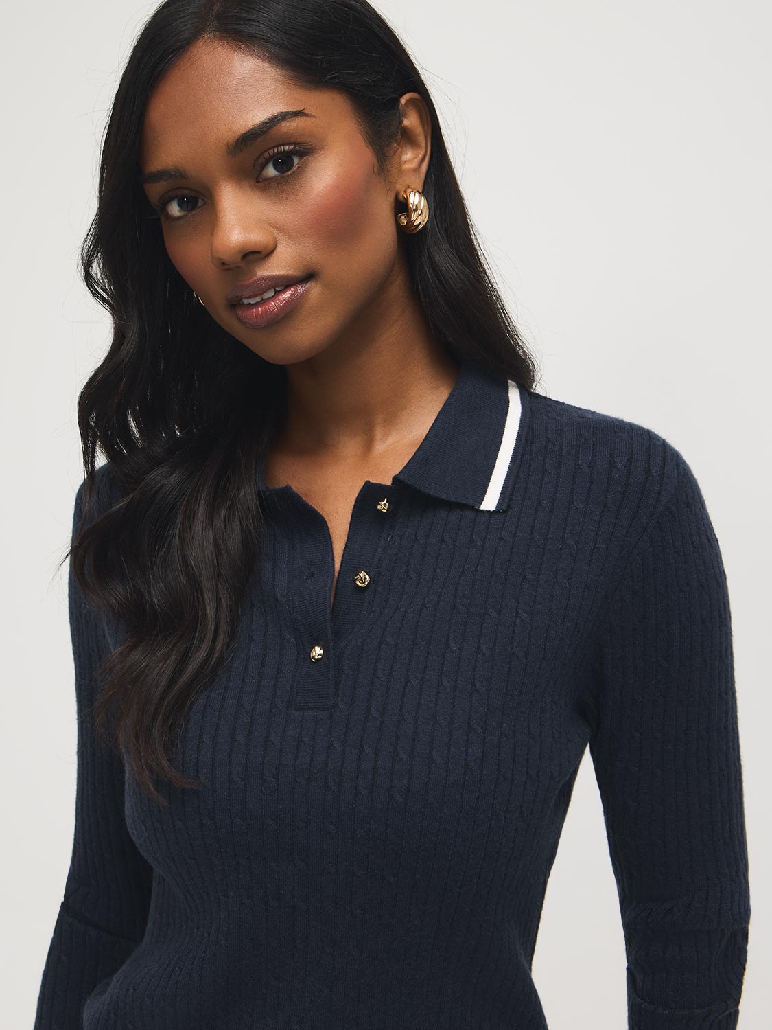Johnny Collar Cable Knit Sweater – Suzy Shier