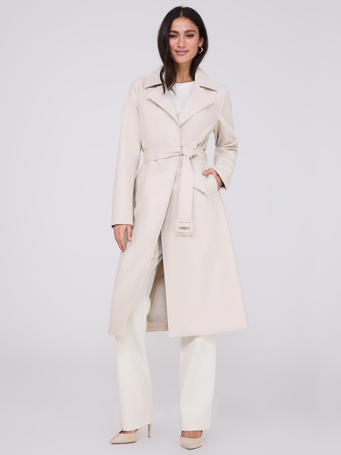 Never Pay Full Price for Long Faux Leather Trench Coat