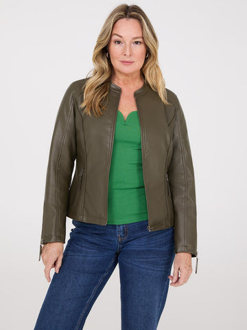 Faux Leather Bomber Jacket – Suzy Shier Faux Leather Bomber Jacket – Suzy Shier