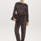 Coffee Diamond Pattern Plush PJ Set - Full Front View - Suzy Shier