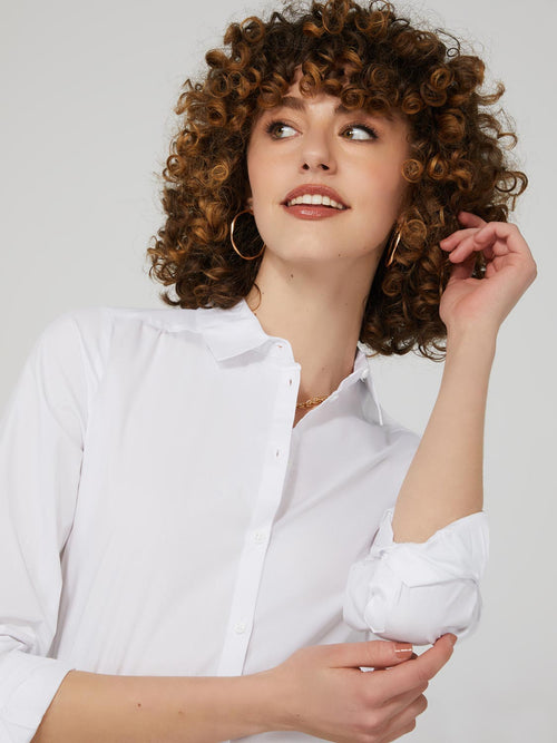 Button-Down Blouse With Rounded Hem