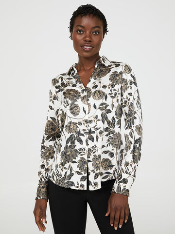 satin button front shirt