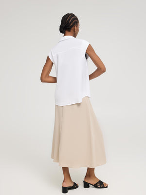 Blouse boutonnée à manches courtes White