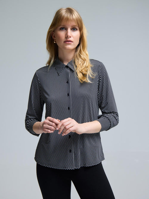 Button-Up Polka-Dot Blouse