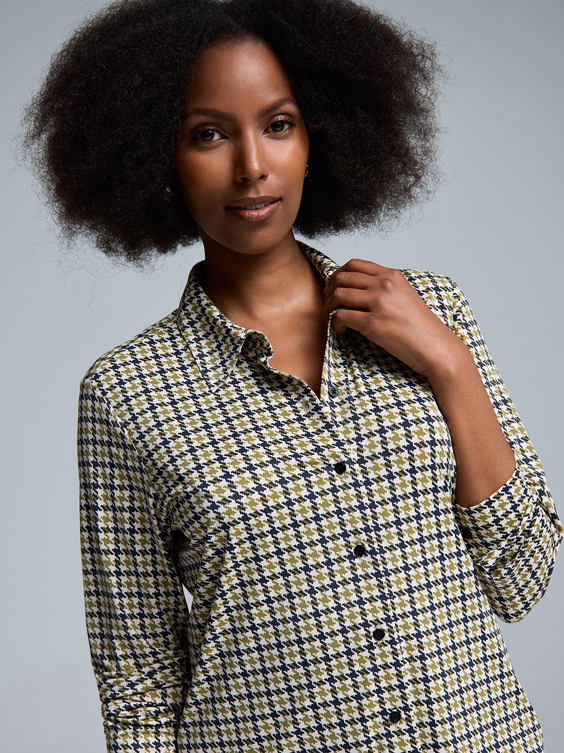 シャツ/ブラウス(長袖/七分) CLANE HOUNDSTOOTH PIPING TOPS clane HOUNDSTOOTH PIPING TOPS - メルカリ