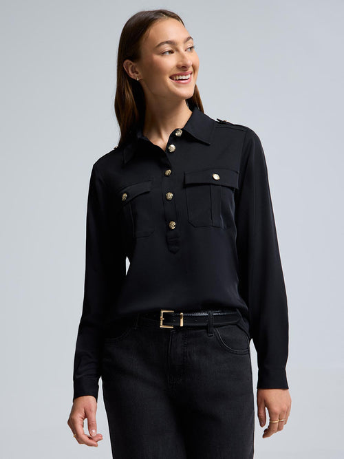 Twill Popover Blouse