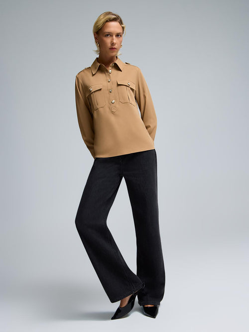 Twill Popover Blouse