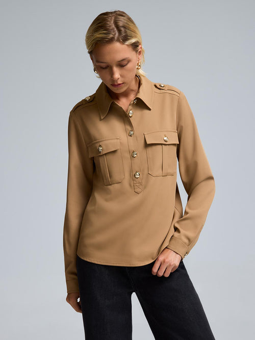 Twill Popover Blouse