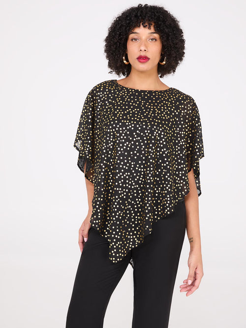 Asymmetrical Foil Print Chiffon Blouse