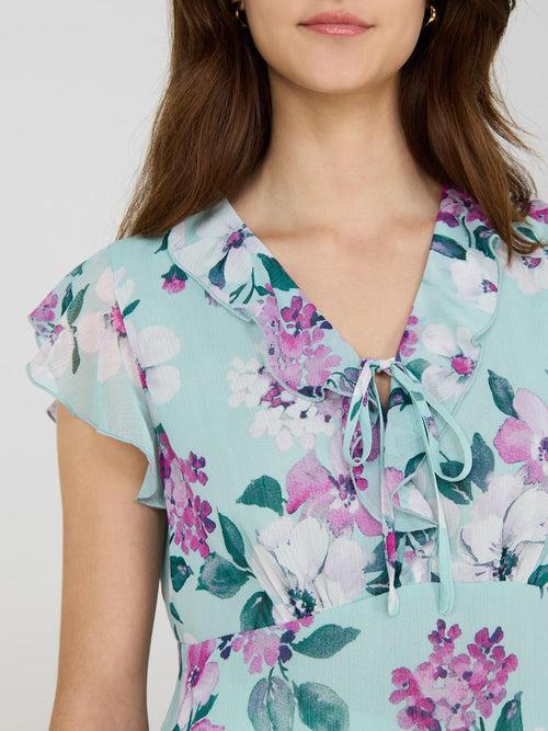 Ruffle V-Neck Floral Top