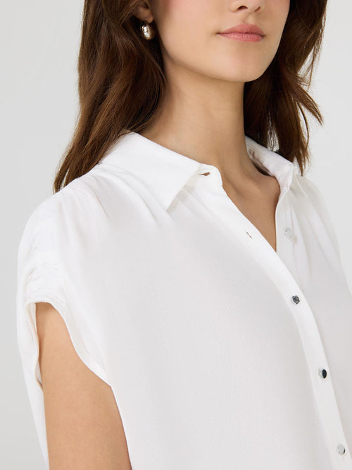 Cap Sleeve Elastic Hem Blouse