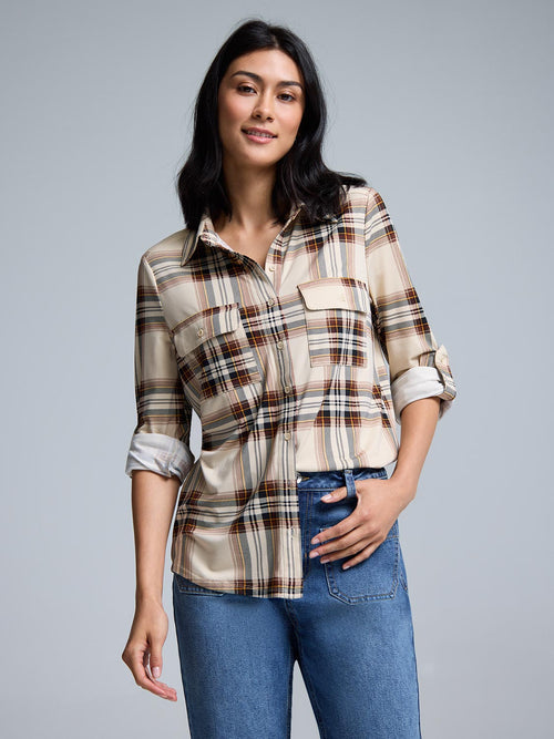 Button-Up Plaid Shirt