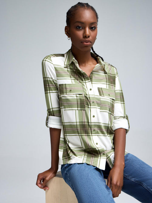 Plaid Button-Up Shirt