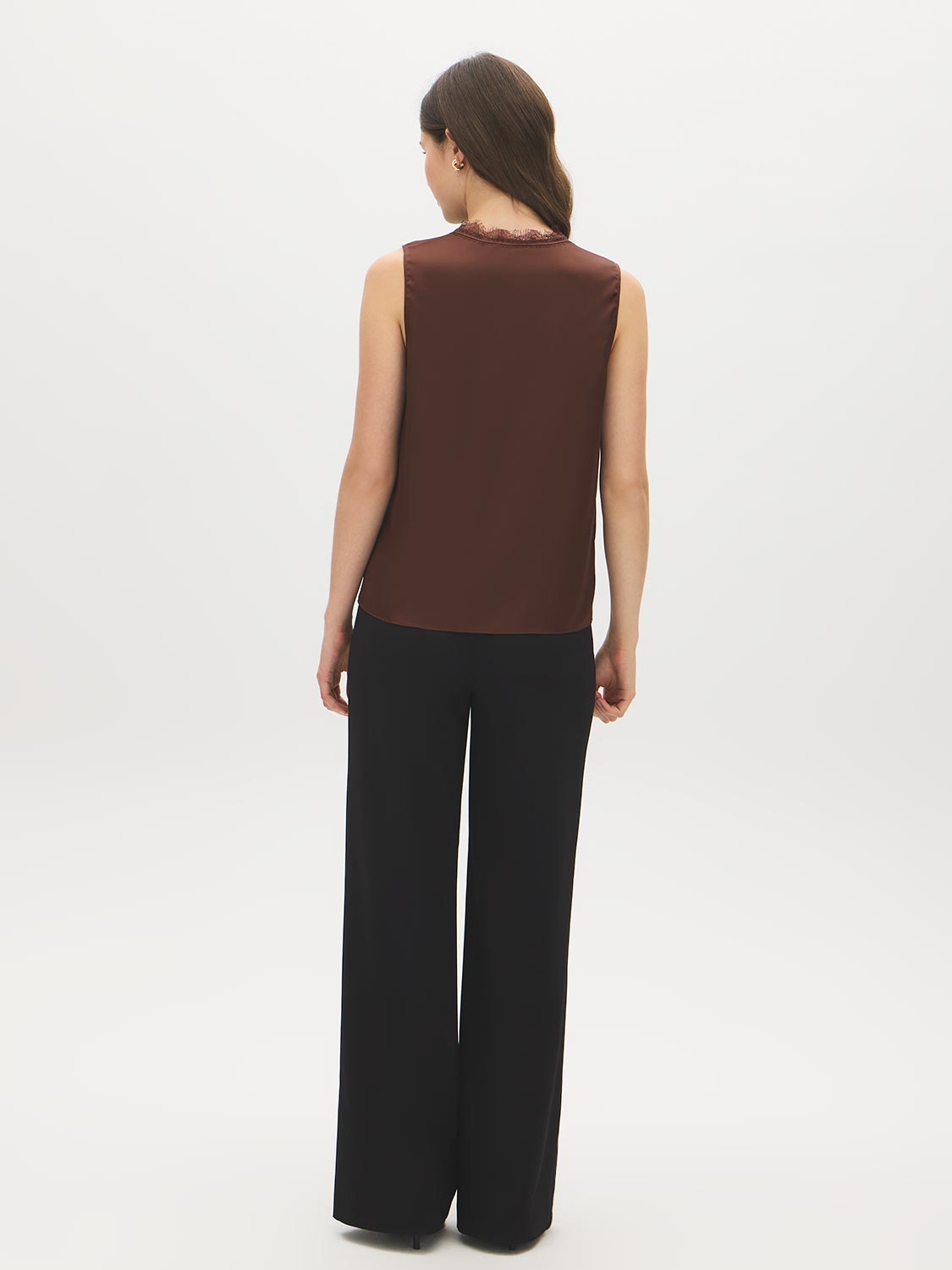 Sleeveless Lace Trim V-Neck Top