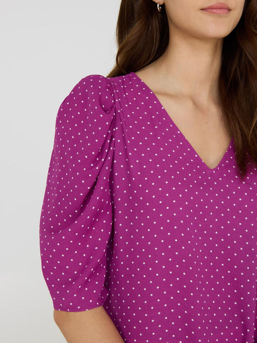Polka Dot Puff Sleeve Top