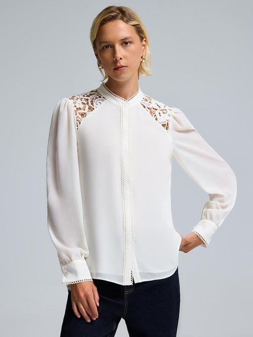 Lace Detail Chiffon Blouse