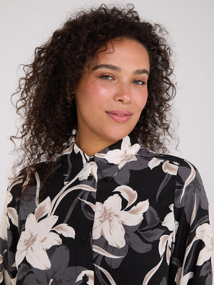 Blouse en chiffon à imprimé floral Black