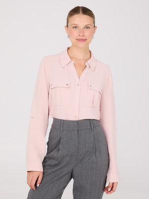 Blouse texturée avec poche utilitaire Pink Dust