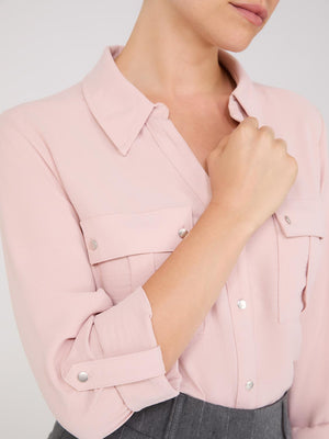 Blouse texturée avec poche utilitaire Pink Dust