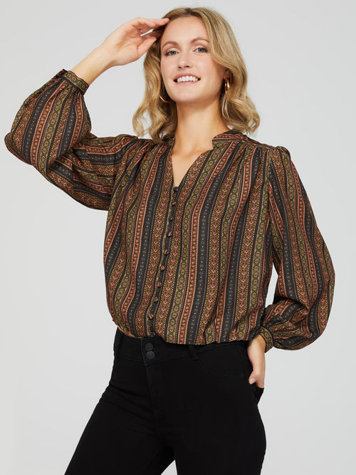 Blouse à imprimé ruban ourlet bulle