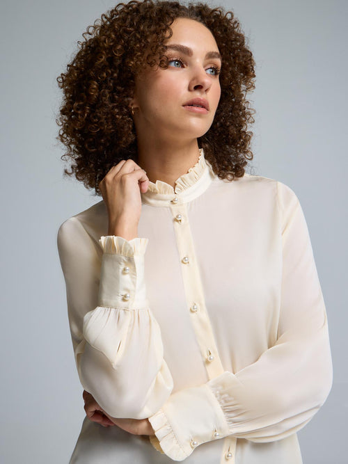 Pie Crust Collar Satin Blouse