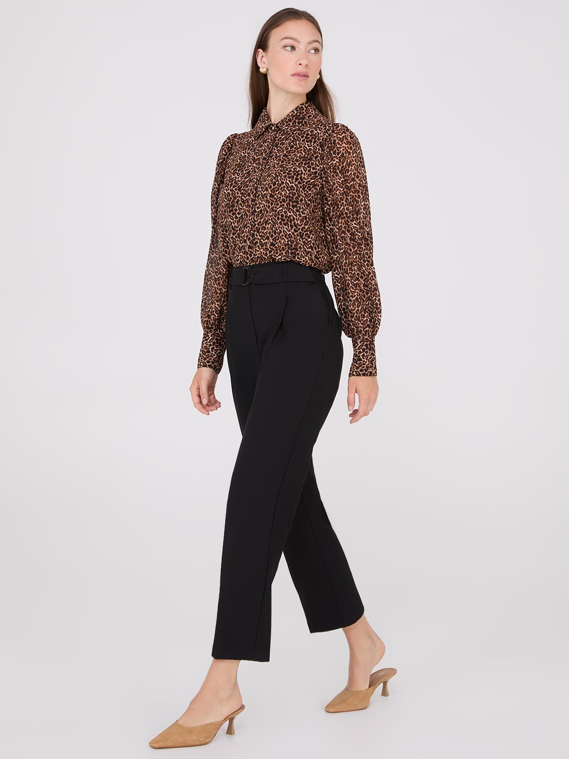 Animal Print Chiffon Volume Sleeve Blouse – Suzy Shier