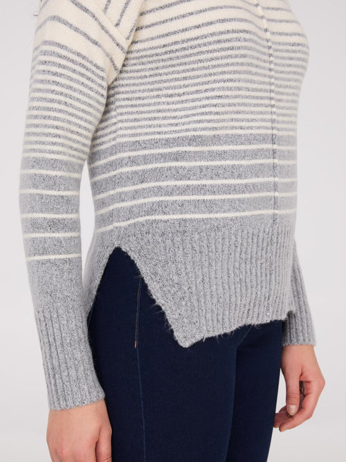 Striped Mock Neck High-Low Sweater