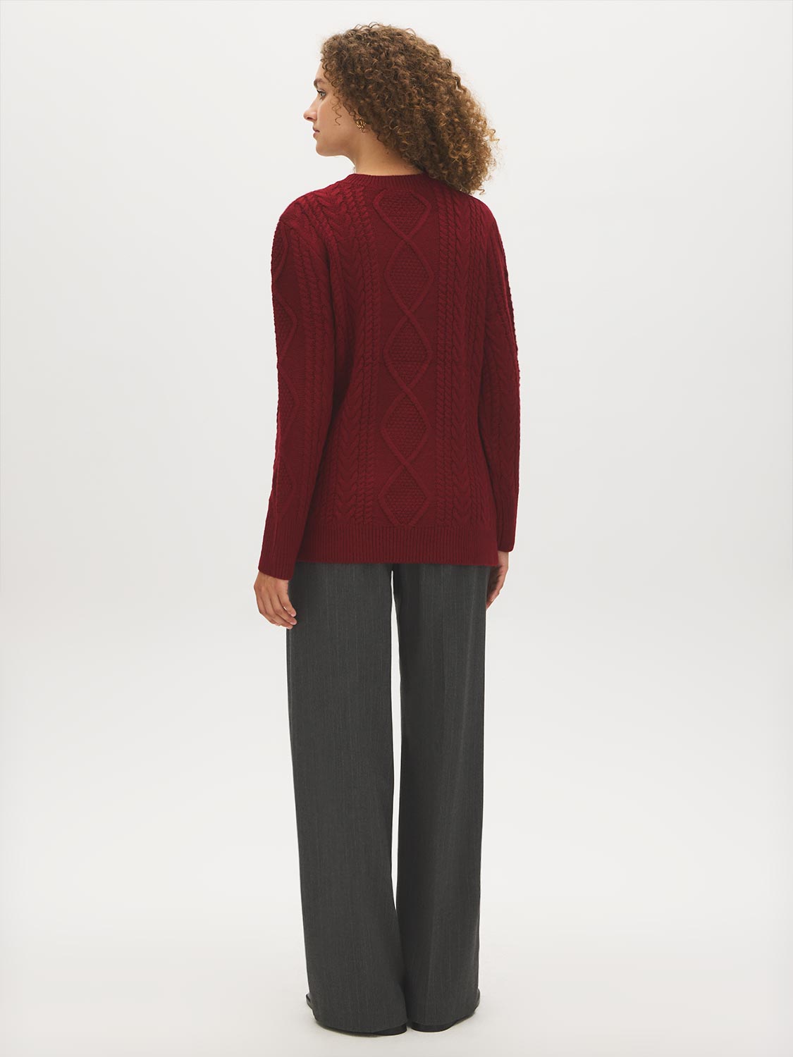 Cable Knit Sweater with Side Slits