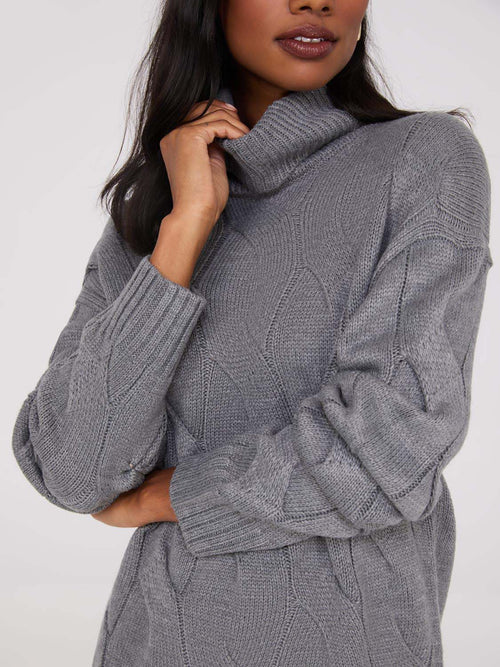 Twisted Cable Knit Turtleneck Sweater