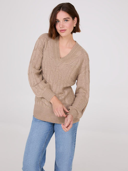 Cable Knit V-Neck Sweater