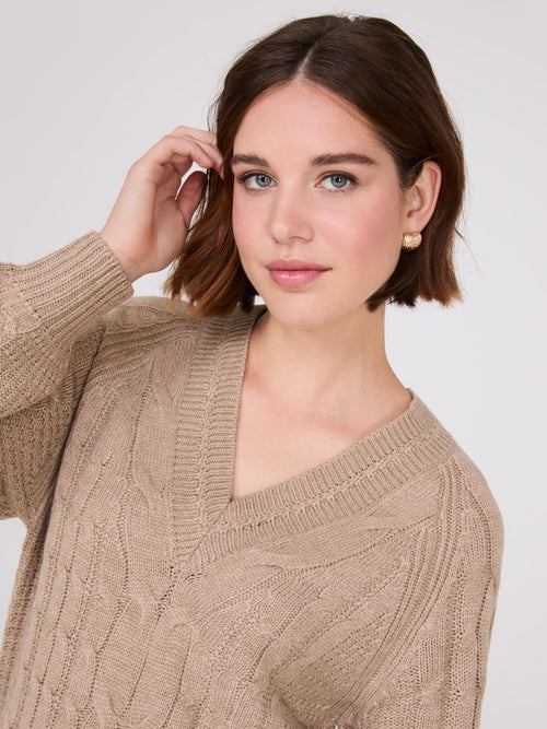 Cable Knit V-Neck Sweater