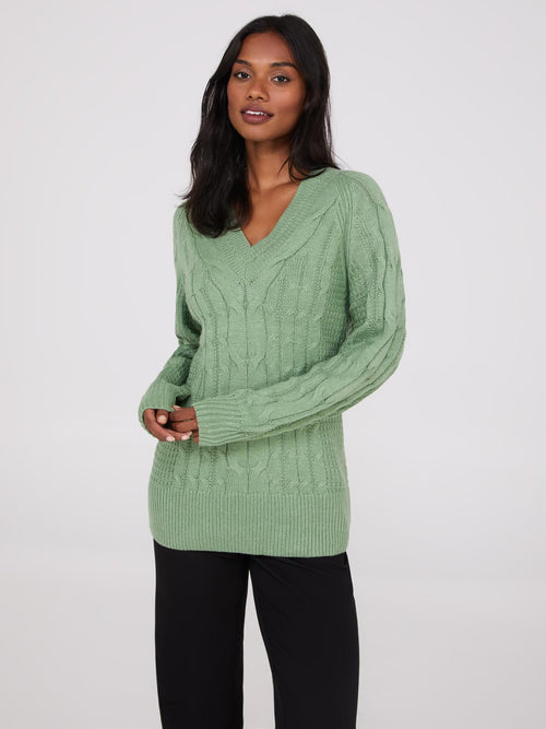 Cable Knit V-Neck Sweater