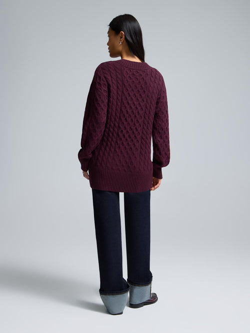 V-Neck Cable Knit Sweater