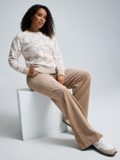 Floral Jacquard Fuzzy Sweater