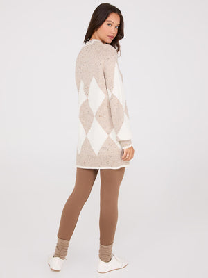 Argyle Mock Neck Sweater Sand