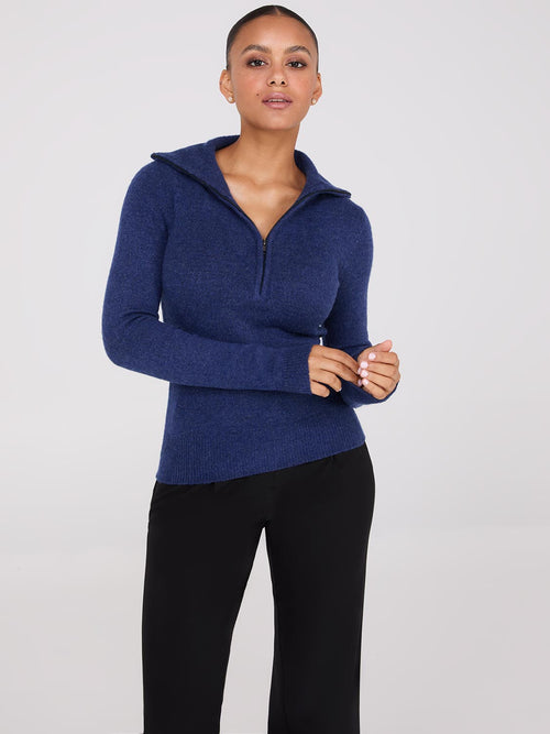 Half-Zip High-Neck Sweater