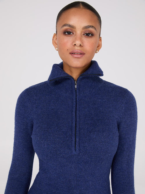 Half-Zip High-Neck Sweater