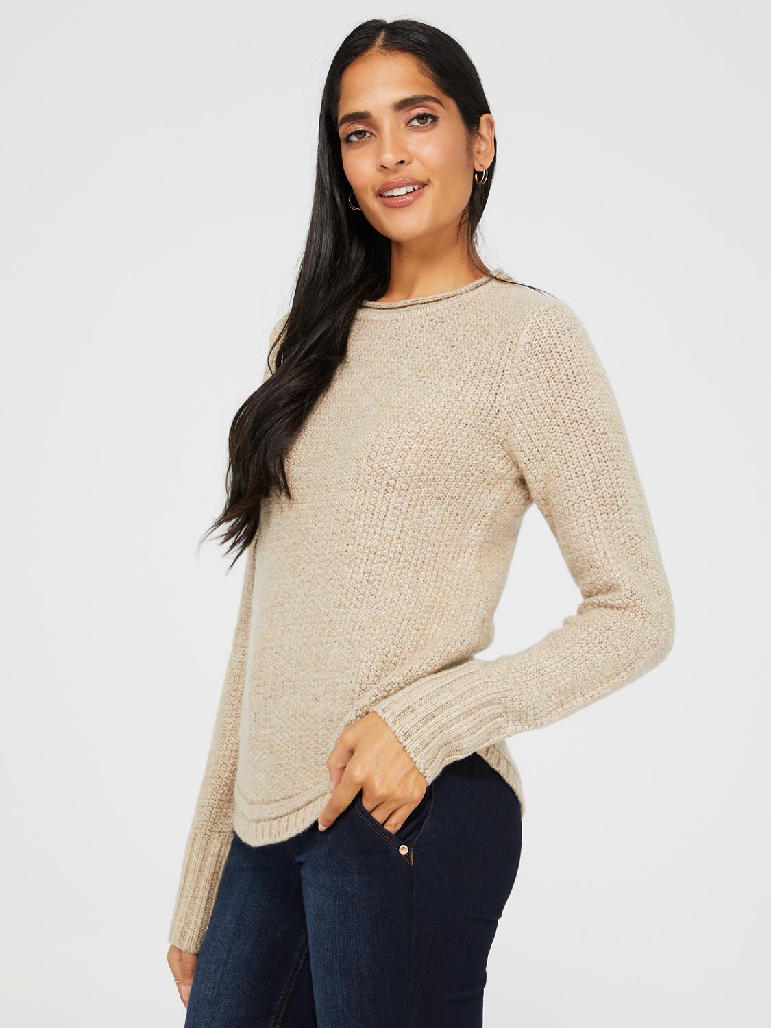 Dolman Sleeve Boat Neck Ribbed Sweater
