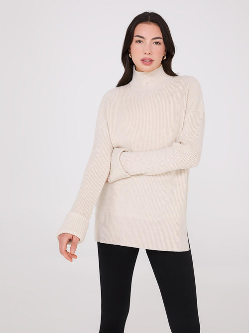 Mock Neck Shaker Stitch Sweater