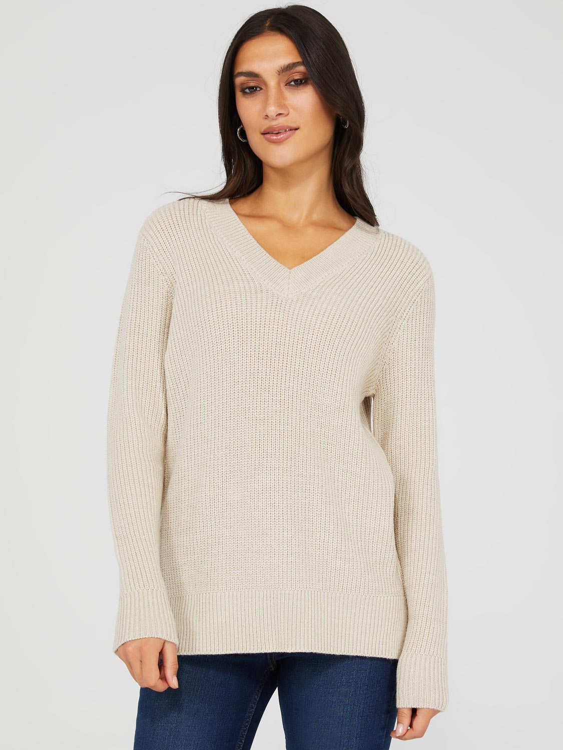 V neck outlet shaker sweater