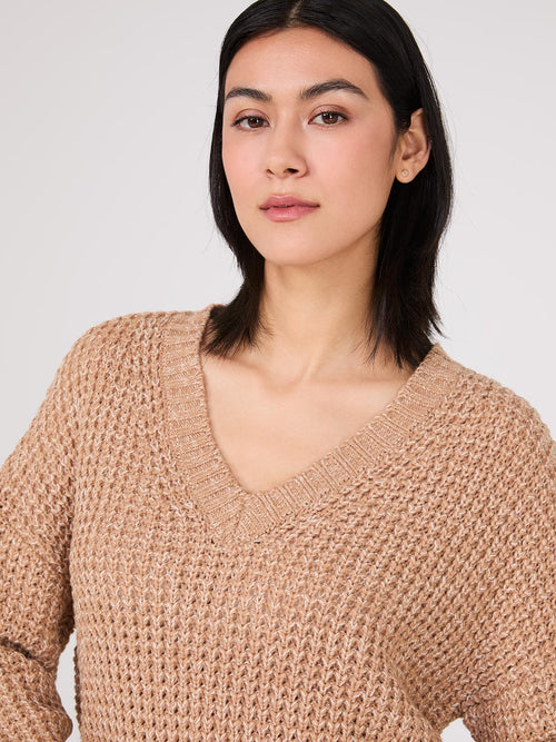 V-Neck Honeycomb Stitch Sweater