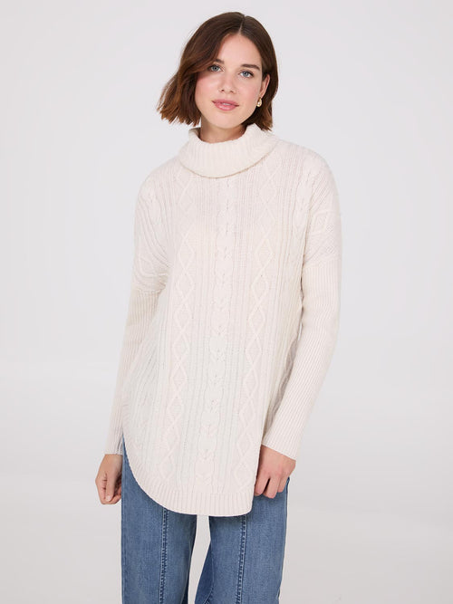 Multi-Cable Turtleneck Sweater