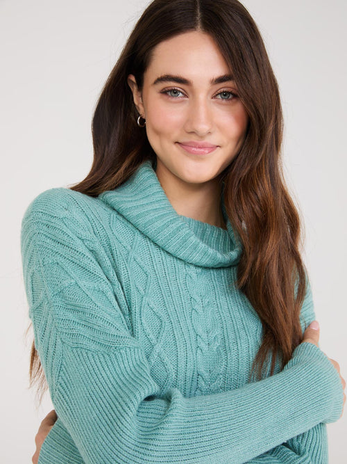 Multi-Cable Turtleneck Sweater