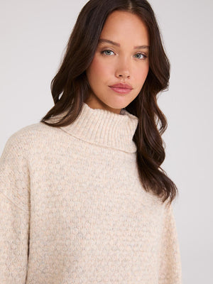 Melange Diamond Honeycomb Stitch Sweater Beige