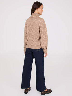 Melange Diamond Honeycomb Stitch Sweater Dk Beige